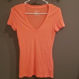 American Eagle orange v-neck